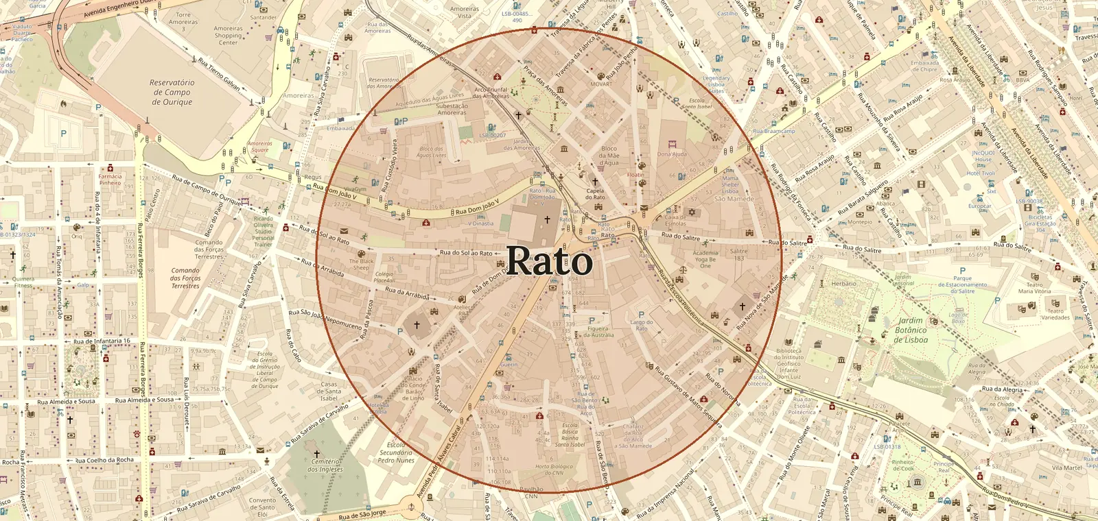 Map of the Rato area with a circle marking roughly where the item lives.